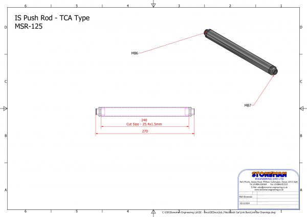 Push Rods Types N/S Push Rod - TCA Type - Stoneman Engineering